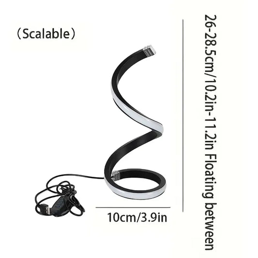 USB Spiral LED Night Light – 3-Color Dimmable