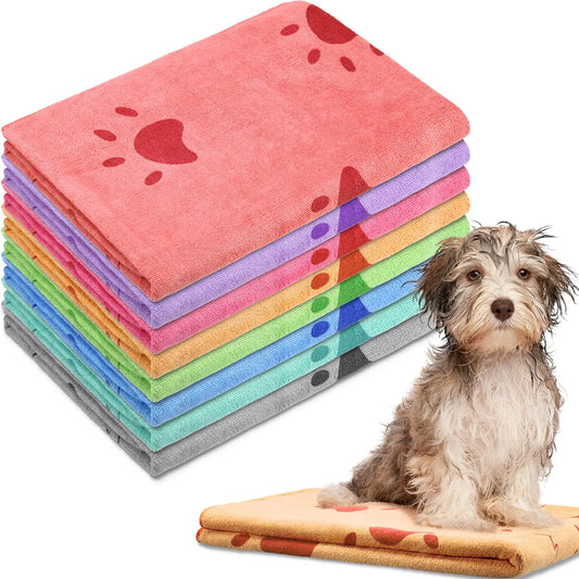 8 Pcs 55 x 28 Inches Dog Towels Pet Bath Drying Towels Absorbent Microfiber Soft Beach Towels for Small Medium Large Cat Puppy Shower Cleaning Accessories (8 Colors)