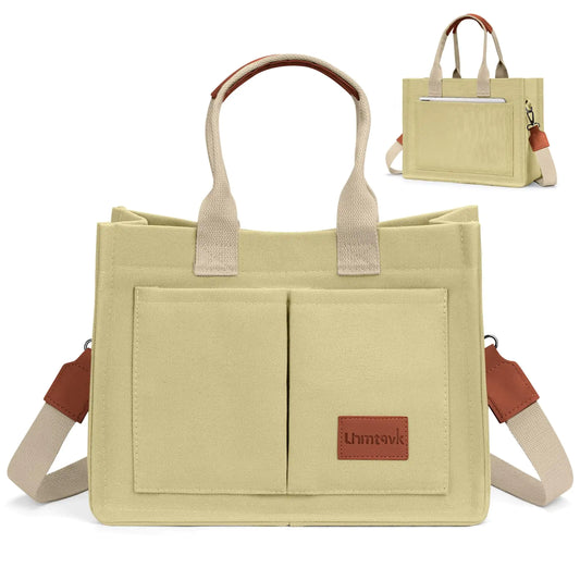Canvas Tote Bag with Pockets